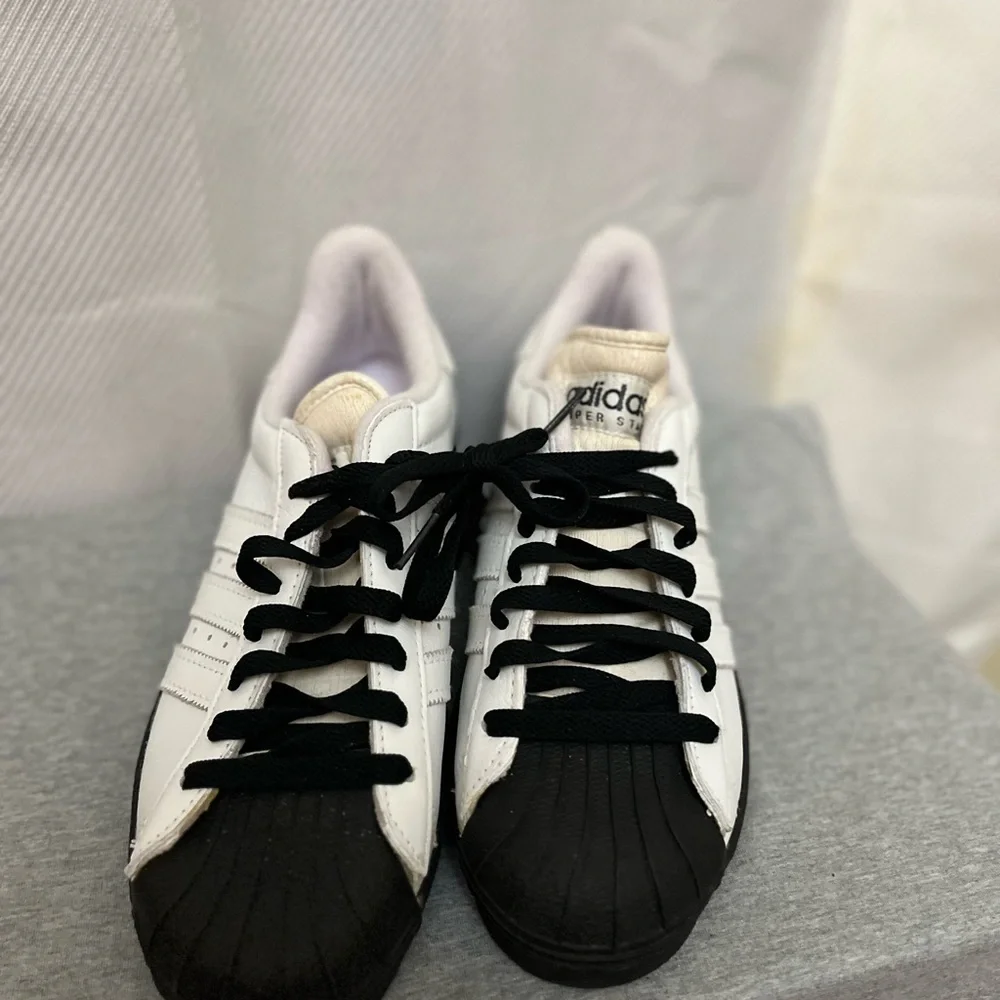 Adidas Super star ll Leather Upper Mens Black white Sneakers Shoes Size 8